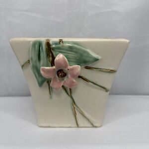 Vintage McCoy Pottery 1940's Ohio Blossom Time Vase USA PINK FLOWER 6" Rare